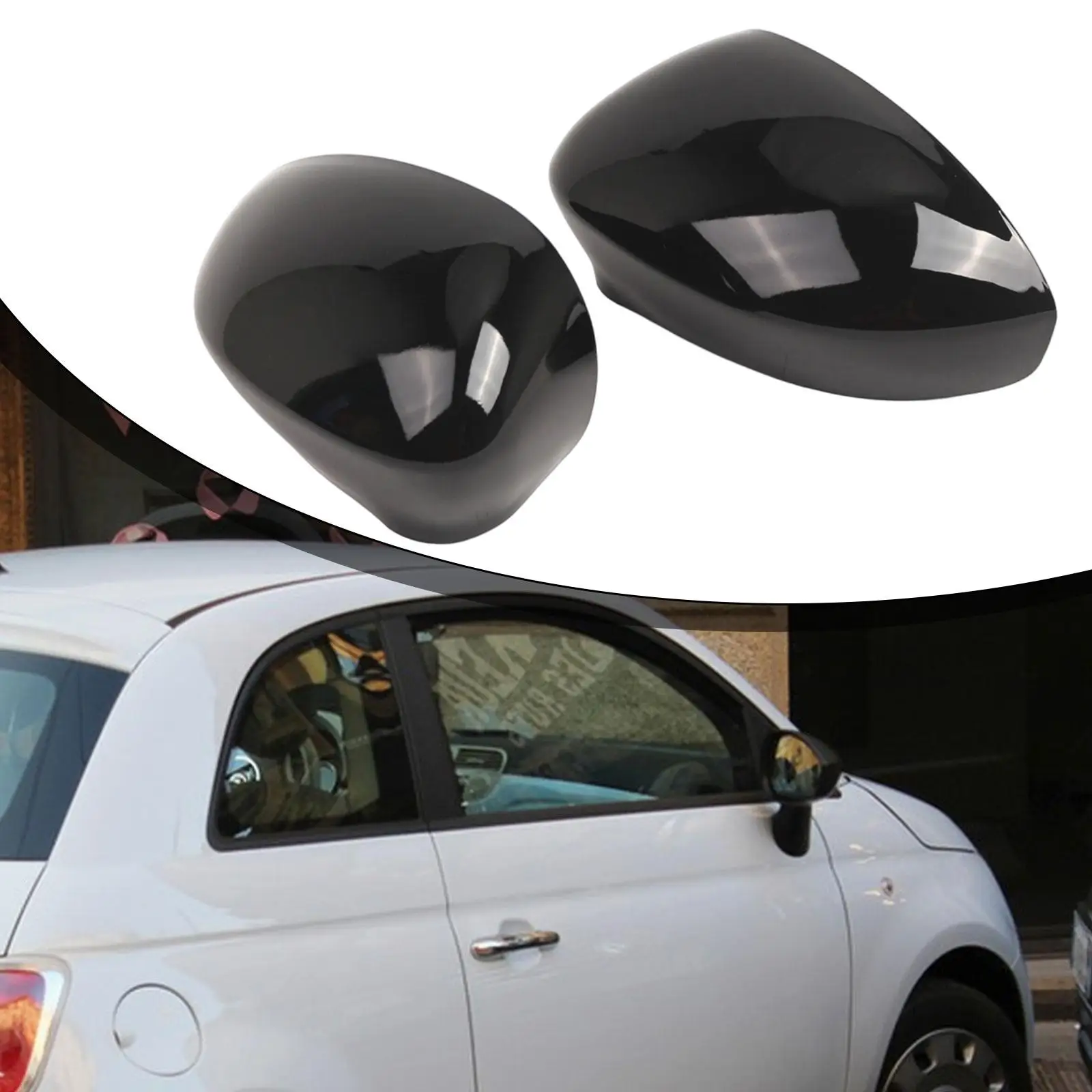 Side Wing Mirror Cap Covers 735452185 735452186 735456807 735456806 Replace Parts Easy Installation for Fiat 500 500C