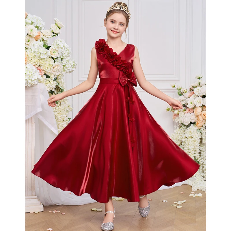 

Girls Elegant Dresses Teen Girls Luxury Wedding Princess Evening Prom Gown First Communion Birthday Party Piano Perform Dress