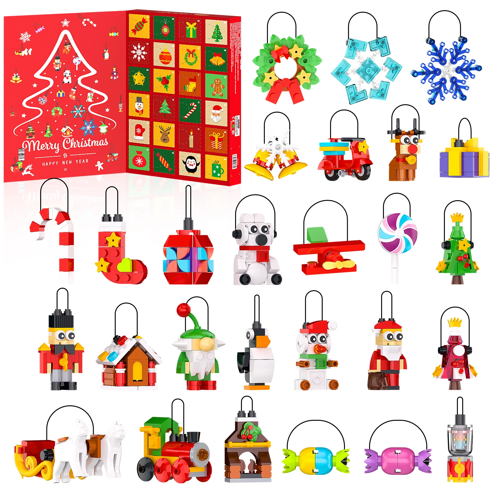 

Christmas Ornaments Building Blocks set - Advent Calendar Toys for Kids, Stocking Stuffers, Party Bag Fillers Gifts