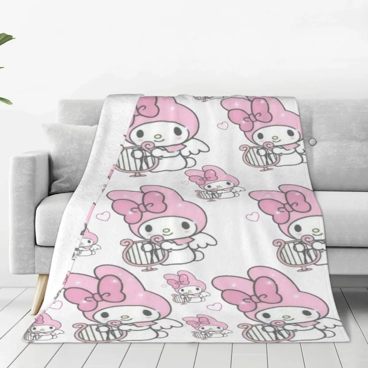 Warm Soft Blanket Decorative My Melody Throw Blanket Flannel Bedspread For OutdoorGraphic Sofa Bed Cover