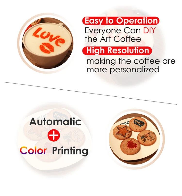 Latte Art Coffee Printer Automatic Beverages DIY Printing Photo printer On Coffee Edible Ink Cartridges Coffee Printing Machine