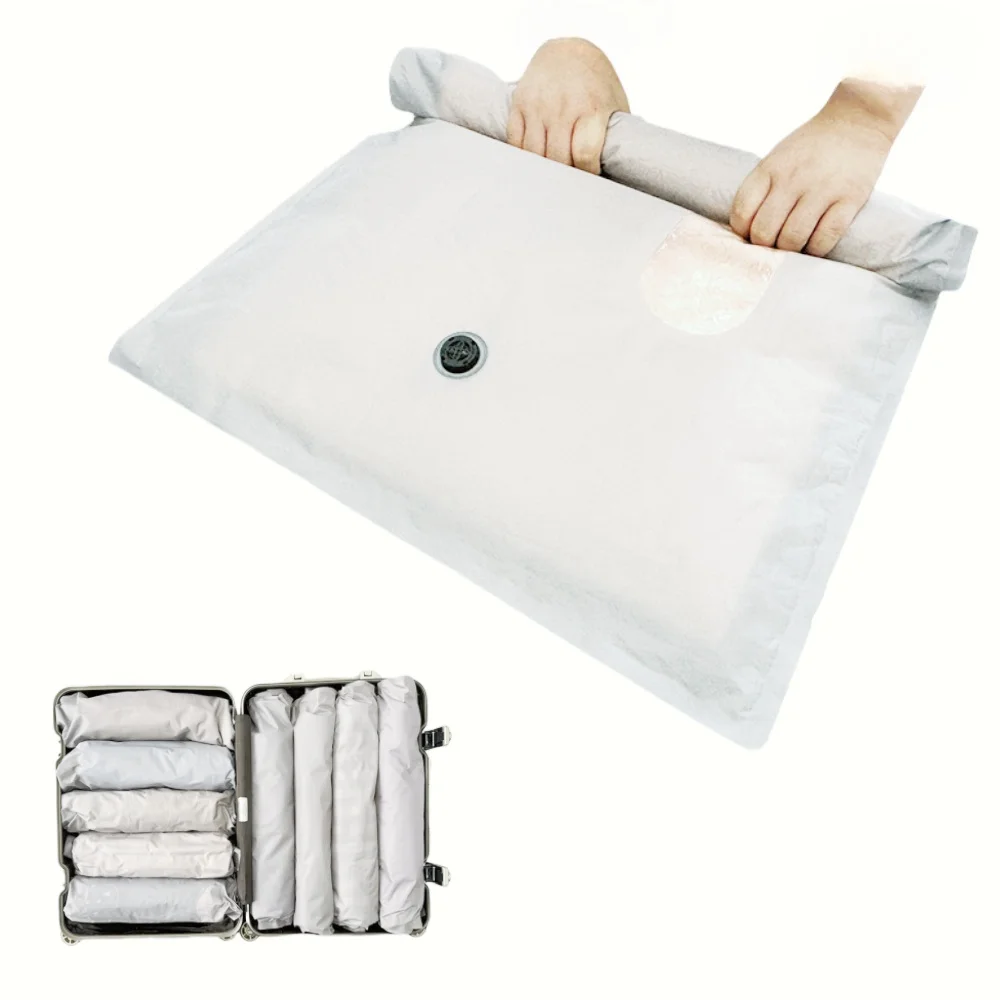 Cloth Vacuum Storage Bag for Travel and Moving, Reusable Fabric Cloth Bag Luggage Bag, Roll-Up Compression, No Need Air Pump