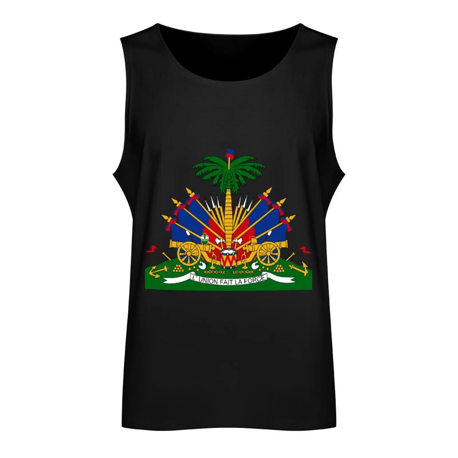 Haiti Emblem Coat Of Arms Flag Symbol L'union Fait La Force Tank Top clothing men anime gym T-shirt male Men's clothing