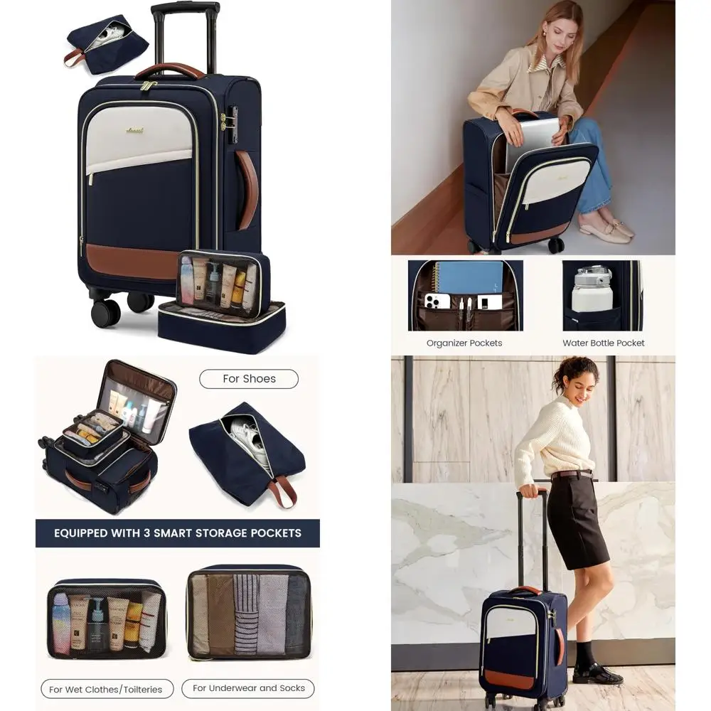 

Схваленый авиакомпанией 20-дюймовый чемодан на колесиках Softside на колесиках, чемодан 22x14x9 для путешествий