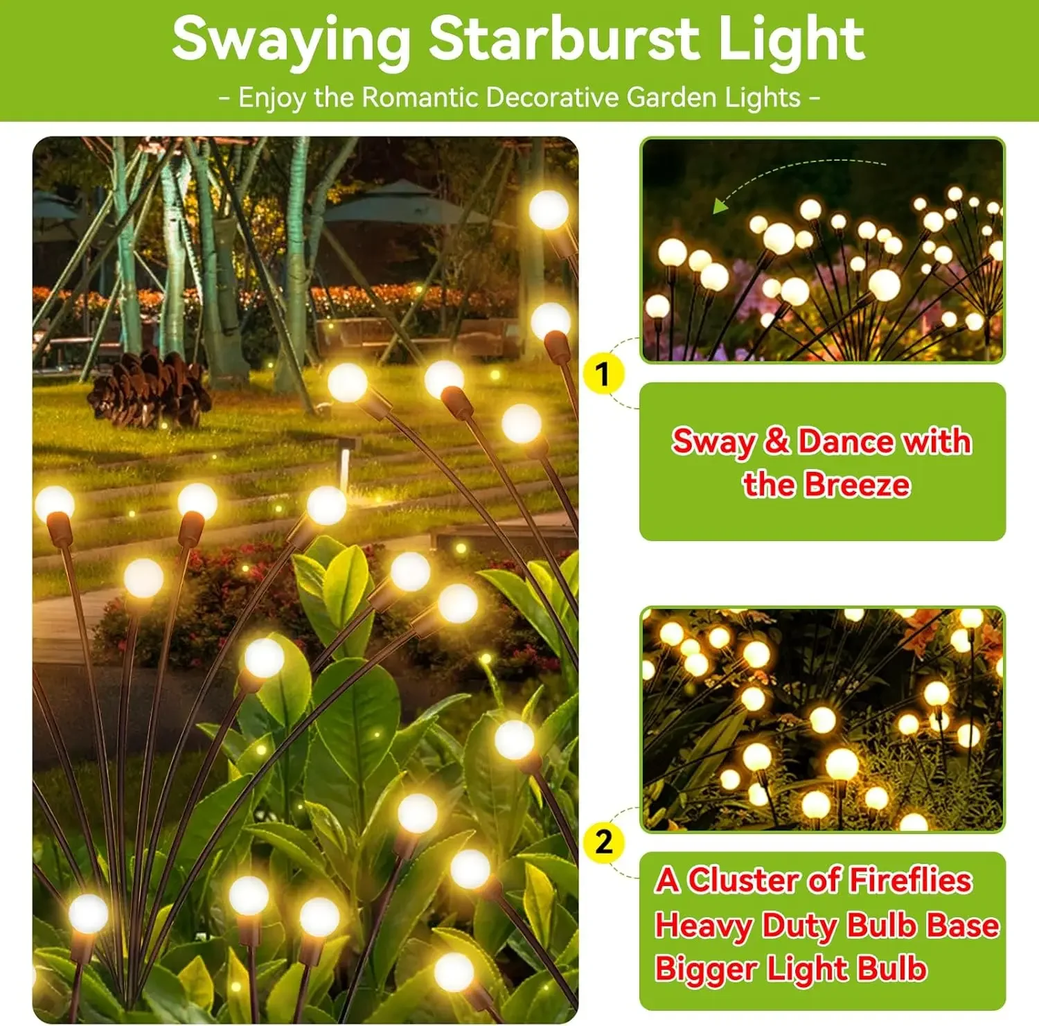 Solar Garden Lights Outdoor Waterdicht Wuivend Licht Firefly Light Outdoor Decor Verlichting voor Pathway Party Kerstdecoratie