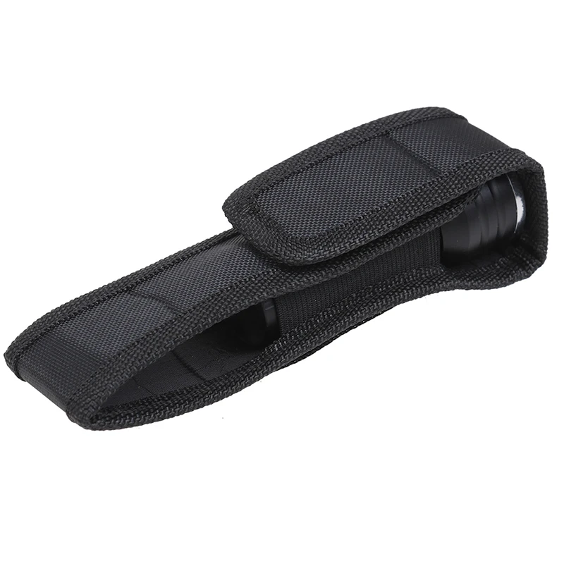 Black Single Flashlight Pouch Nylon Belt Pouch Case Bag Flip Flashlight Cover Portable Strong Light Flashlight Cloth Cover