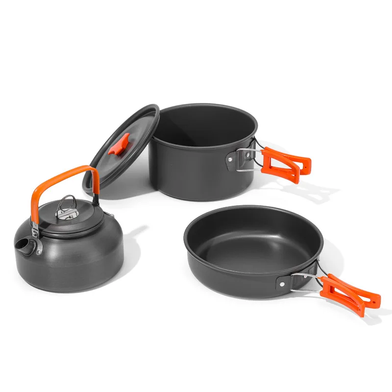 

Outdoor Portable 2-3 Person Camping Set of Pot and Kettle for Picnics, Including Tableware.