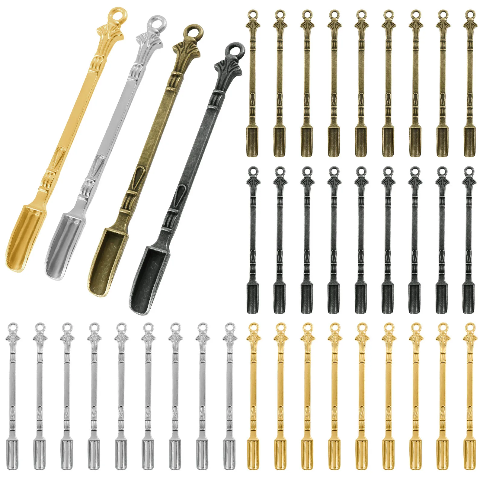40 Pcs Mini Shovel Spoon Zinc Alloy Medicine Spoons Multi-functional Tiny Spice Dessert Salt Teaspoon for Kitchen Accessories