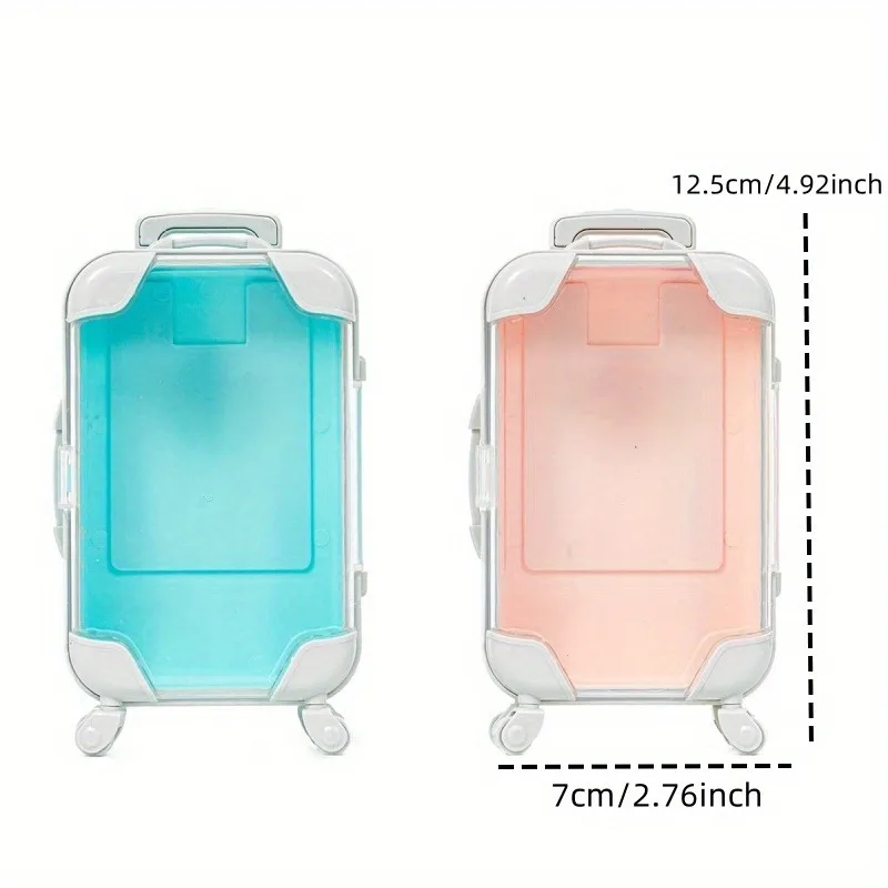 7pc Mini transparent Suitcase Candy Party Storage Box Small Items Travel False Eyelashes Jewelry Display Simulation Trolley Case