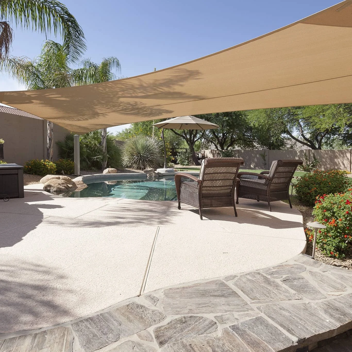 7*8m Rectangle Waterproof Sand Sun Shade Sail Carport Sun Sail Shades for Gardenline