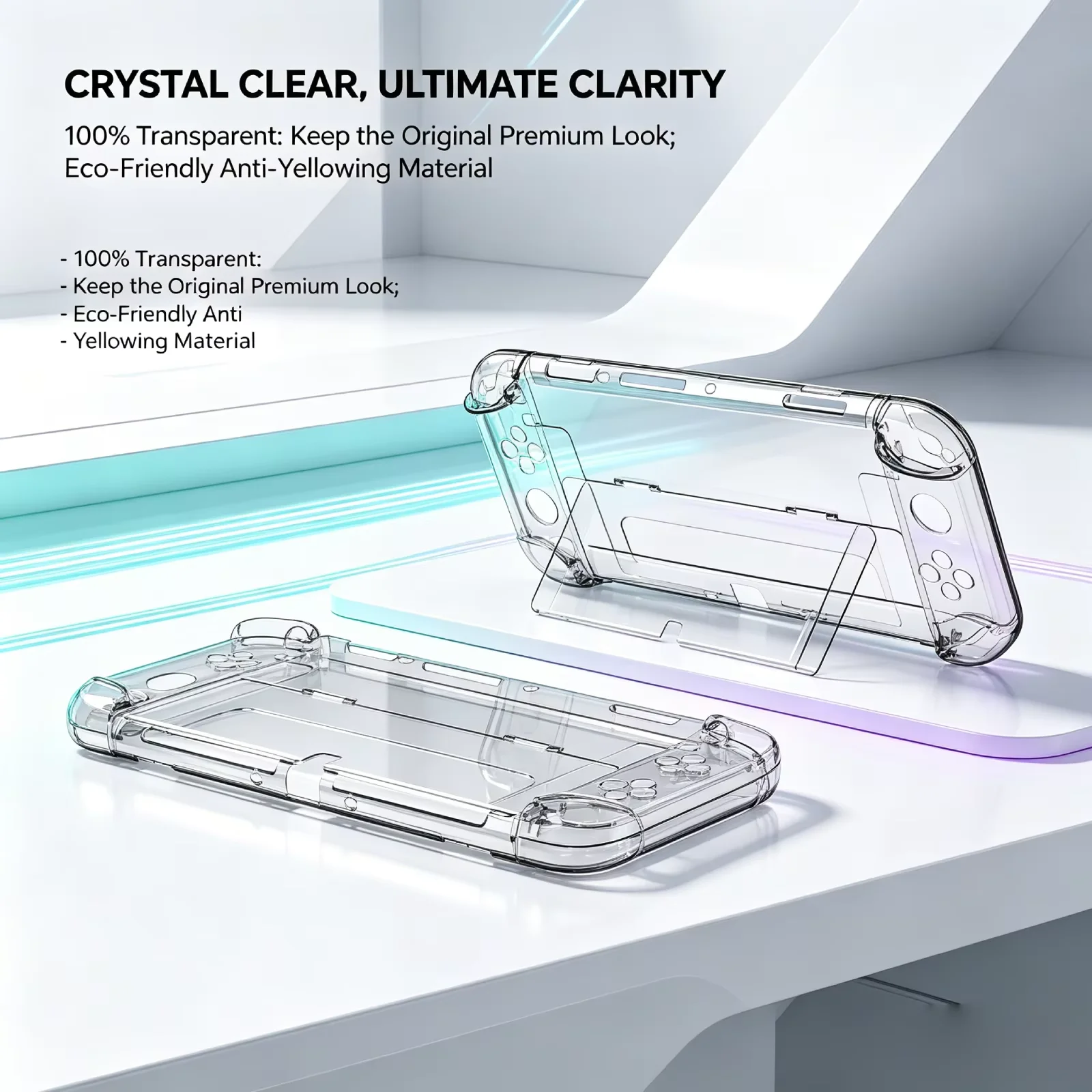 Suitable for Switch OLED Crystal Case with Stand Switch OLED Split Protective Cover, Case with Stand Game Accessories