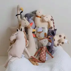 1PCS Baby Cartoon Animal Goose Rooster Giraffe Raccoon Lion Unicorn Plush Soothing Soft Stuffed Animal Doll Birthday Gift Girl