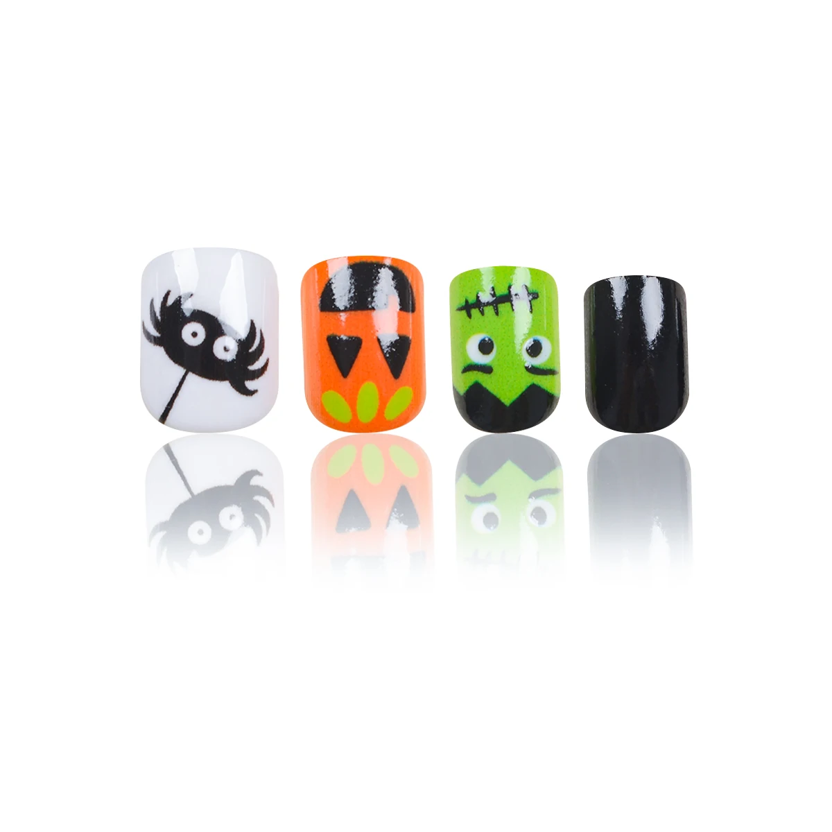 Unhas Postiças Oval Curtas, Série Halloween, Bonito, Aranha, Abóbora, Patch Pattern, Estilo Bonito Nail Patches, 24pcs