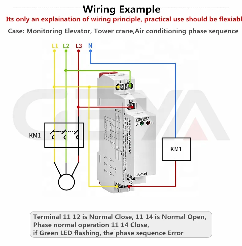 GRV8-03 M265 3P+N Monitoring Voltage Relay 3 Phase 4 Wires Control Relay 10A 220V