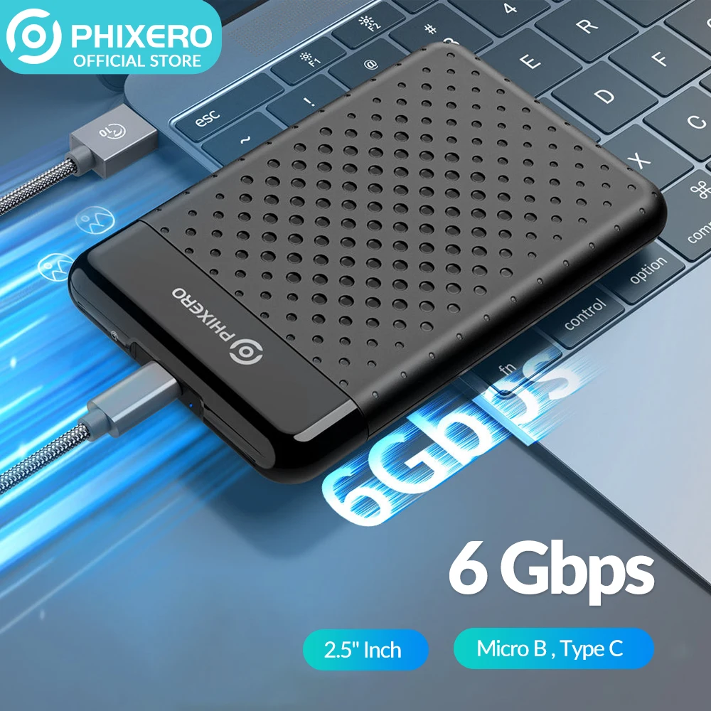 Phixero 2.5 "Inch Ssd Harde Schijf Externe Behuizing Sata Hdd Behuizing Usb 3.0 6Gbps Voor Pc Macbook Laptop 7Mm 9.5Mm Schijf Opbergdoos