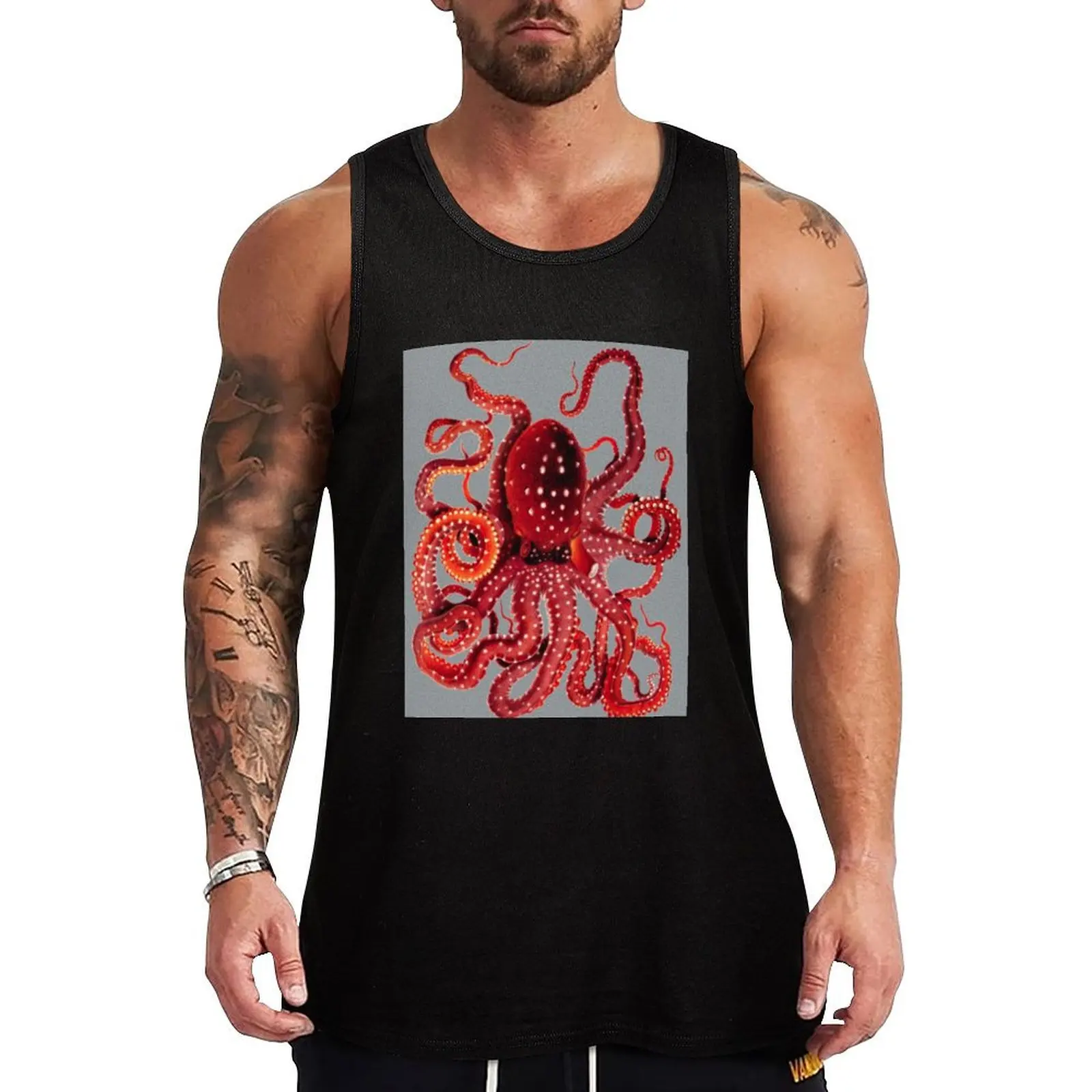 White Spotted Octopus Tank Top clothing men Working vest