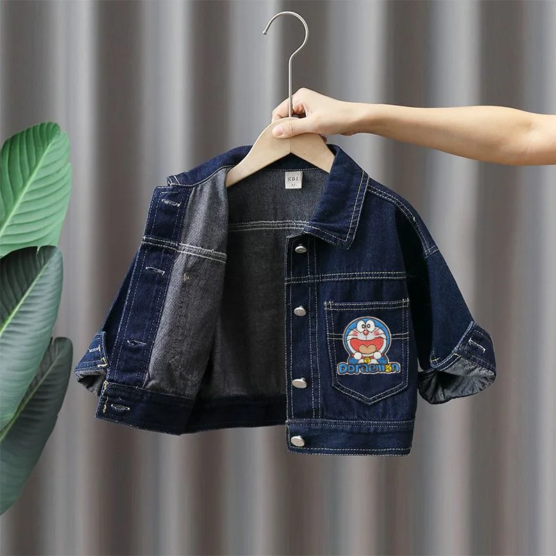 

Spring Clothes cartoon Fashion Children Foreign Jacket coat Doraemon Boy Denim Jacket Spring Autumn New 3 to 7 Years Old Baby