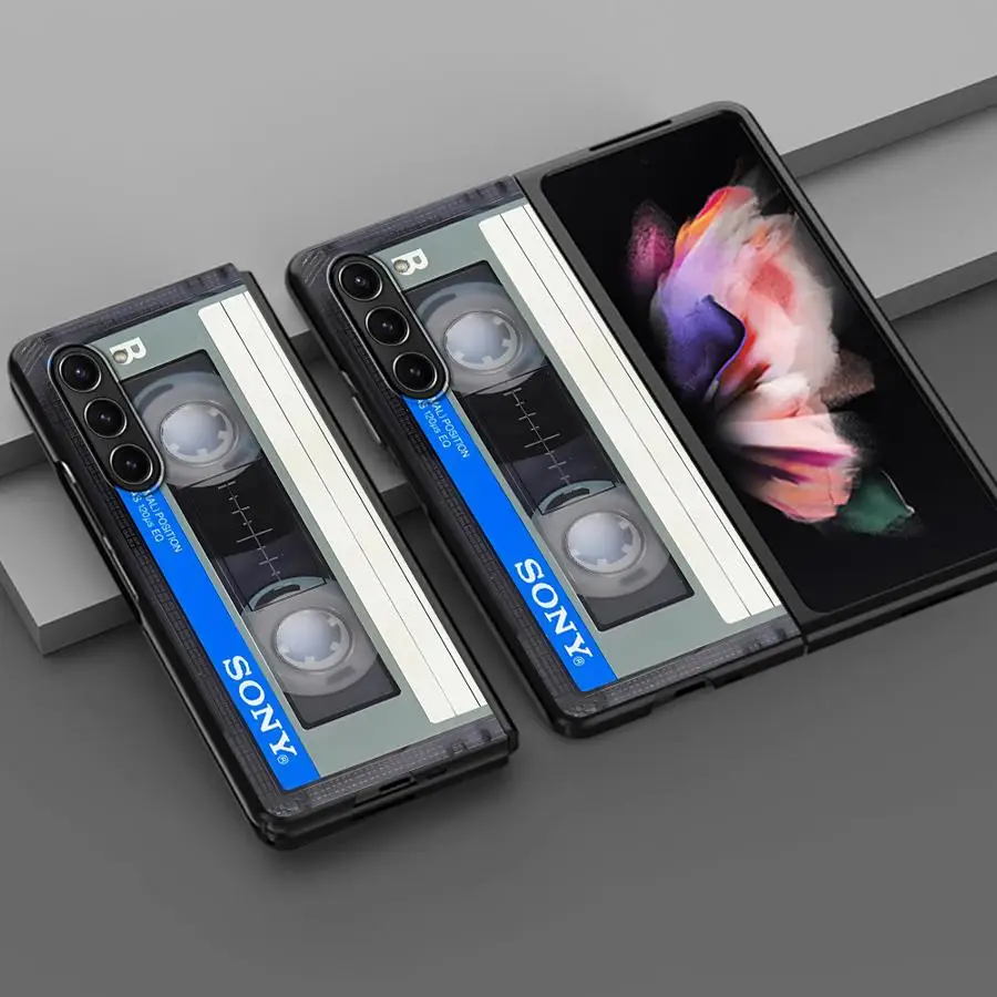 Fashion Retro Cassette Tape Case for Samsung Galaxy ZFold6 ZFold7 ZFold3 Z Fold 7 6 5 4 3 ZFold4 ZFold5 Back Phone Cover