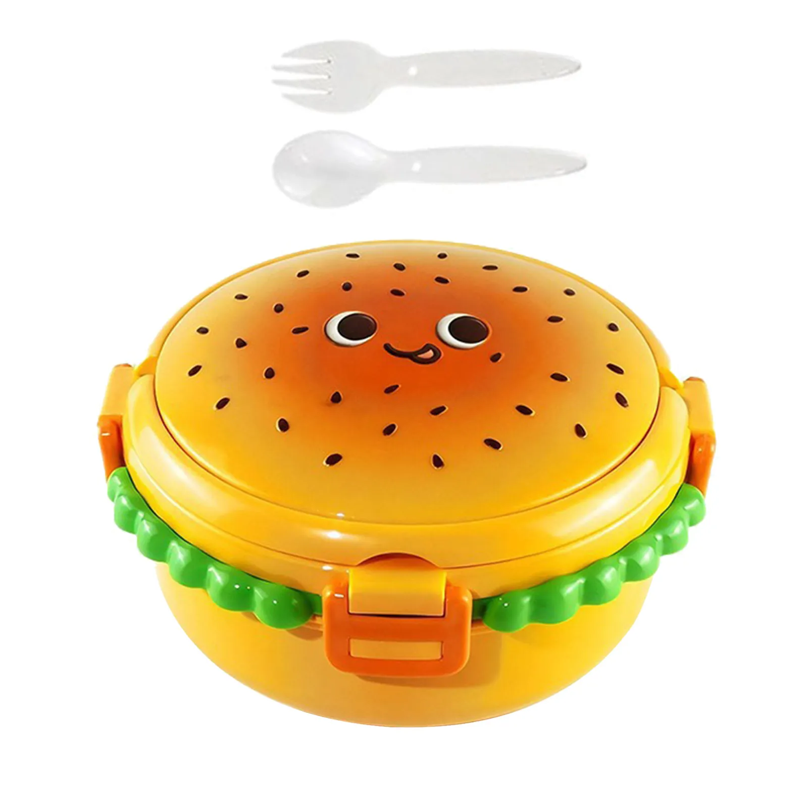 Cute Hamburger Bento Box Stainless Steel Interior Multi-Layer Detachable Leakproof Lunch Box Portable School Office