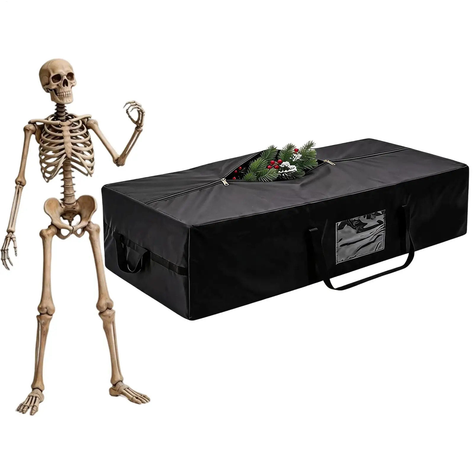 Large Halloween storage bag  Waterproof Large Capacity Holiday Organizer for 12 foot tall skeletons Christmas Tree Storage
