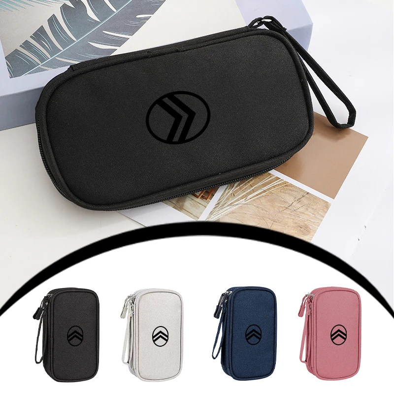 Car Digital Storage Bag USB Data Cable Organizer Accessories For Citroen C4 C3-XR C5 Aircross C6 C-quatre Picasso C-Elysee