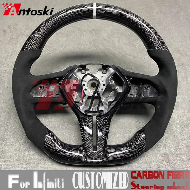 

Для Infiniti Q60 Q50 2017 2018 2019 2021 2022, индивидуальный руль из углеродного волокна, черный сотовый стиль из алькантары