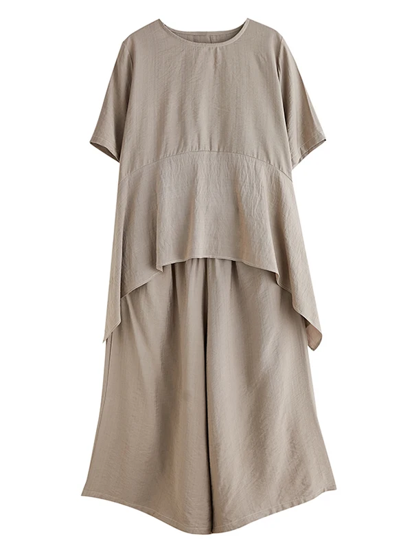 Summer plus Size Women's Slimming Concealing Loose Casual Wide Leg Pants Two Piece Set Faionable plus Size Sister