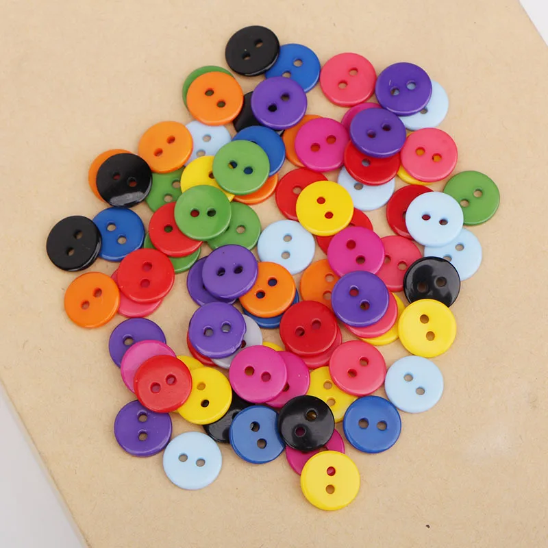 11mm Multicolour Double Eye Bread Button Small Round Resin Sewing Buttons Diy Scrapbooking for Shirt Kids Children Handmade