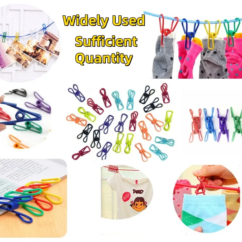 20 Pcs 2 Inch 10 Different Random Colors Chip Clips,PVC Coating High Elasticity Strength Clothes Pins,Food Clips and Bag Clips