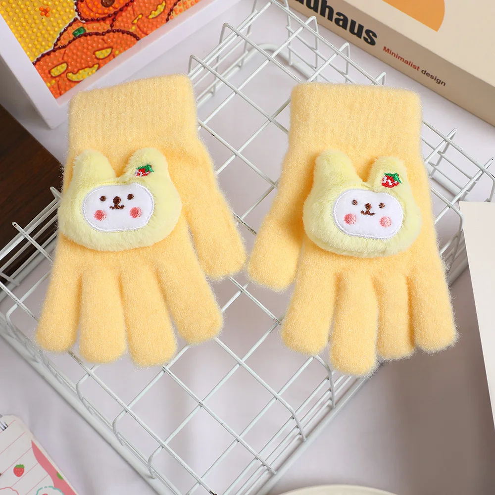 جديد الكبار الكرتون الفراولة أرنب لطيف قفازات لخريف وشتاء قفازات محبوكة دافئة والرياح برهان #3