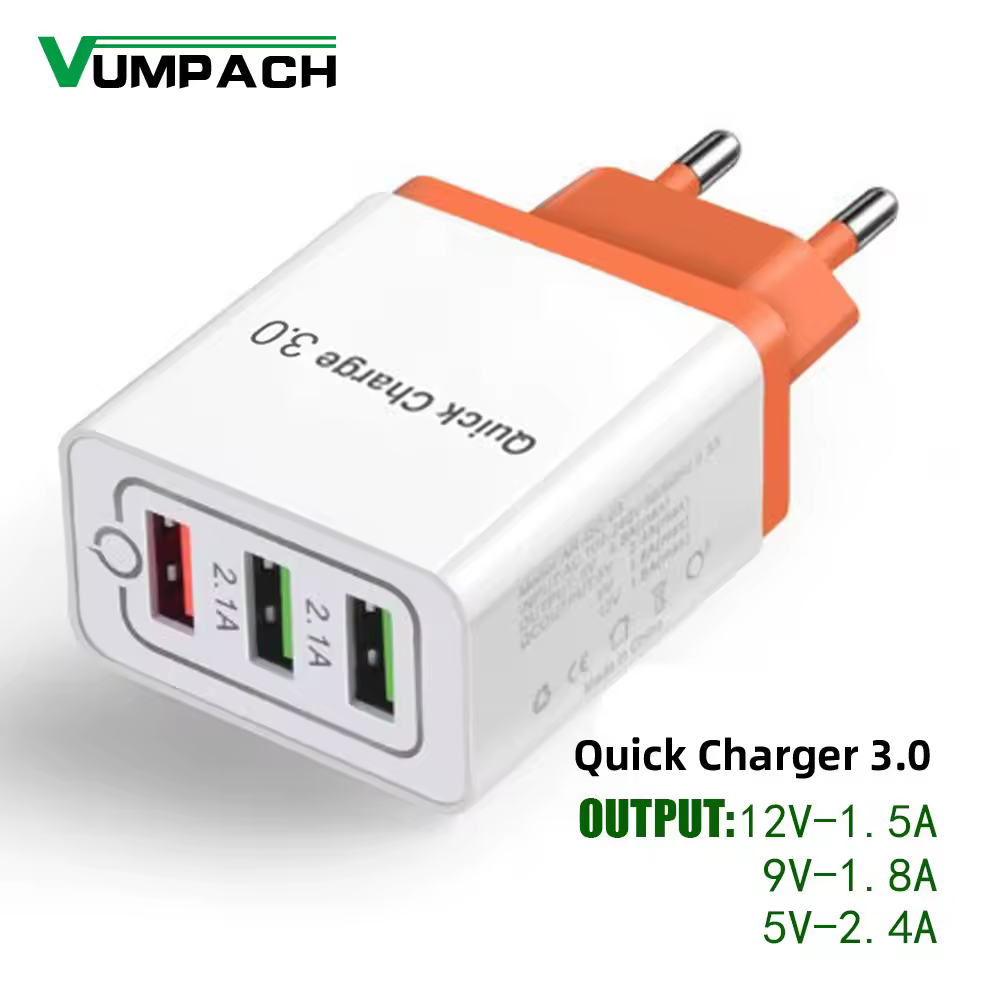 Сетевое зарядное устройство с 3 портами, Micro USB 3,0