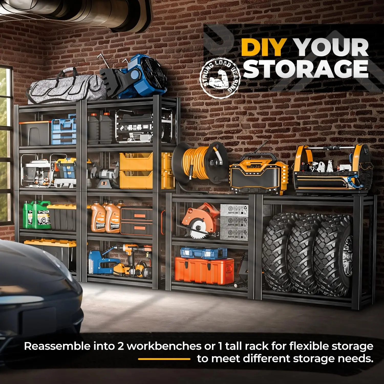 5-Tier Adjustable Metal Storage Shelves 72"Hx35"Wx16"D 3000LBS Garage Pantry Kitchen Rack Unit, Customized