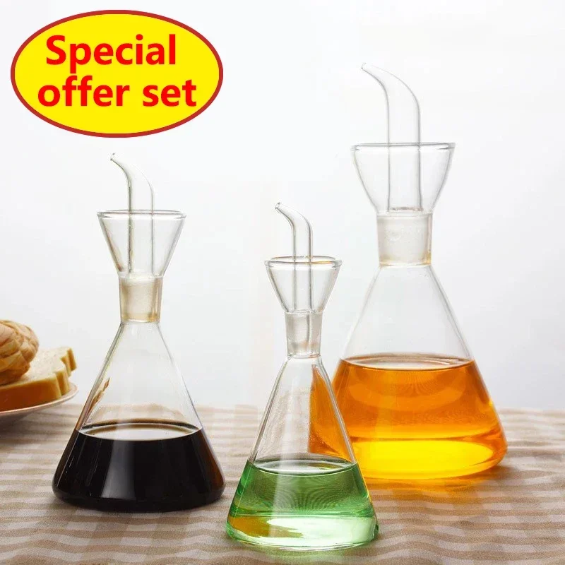 High Borosilicate Glass Oil Pot Household Leak-proof Oil Vinegar Pots Kitchen Soy Sauce Oil Tank Seasoning Bottle Kitchen Tool