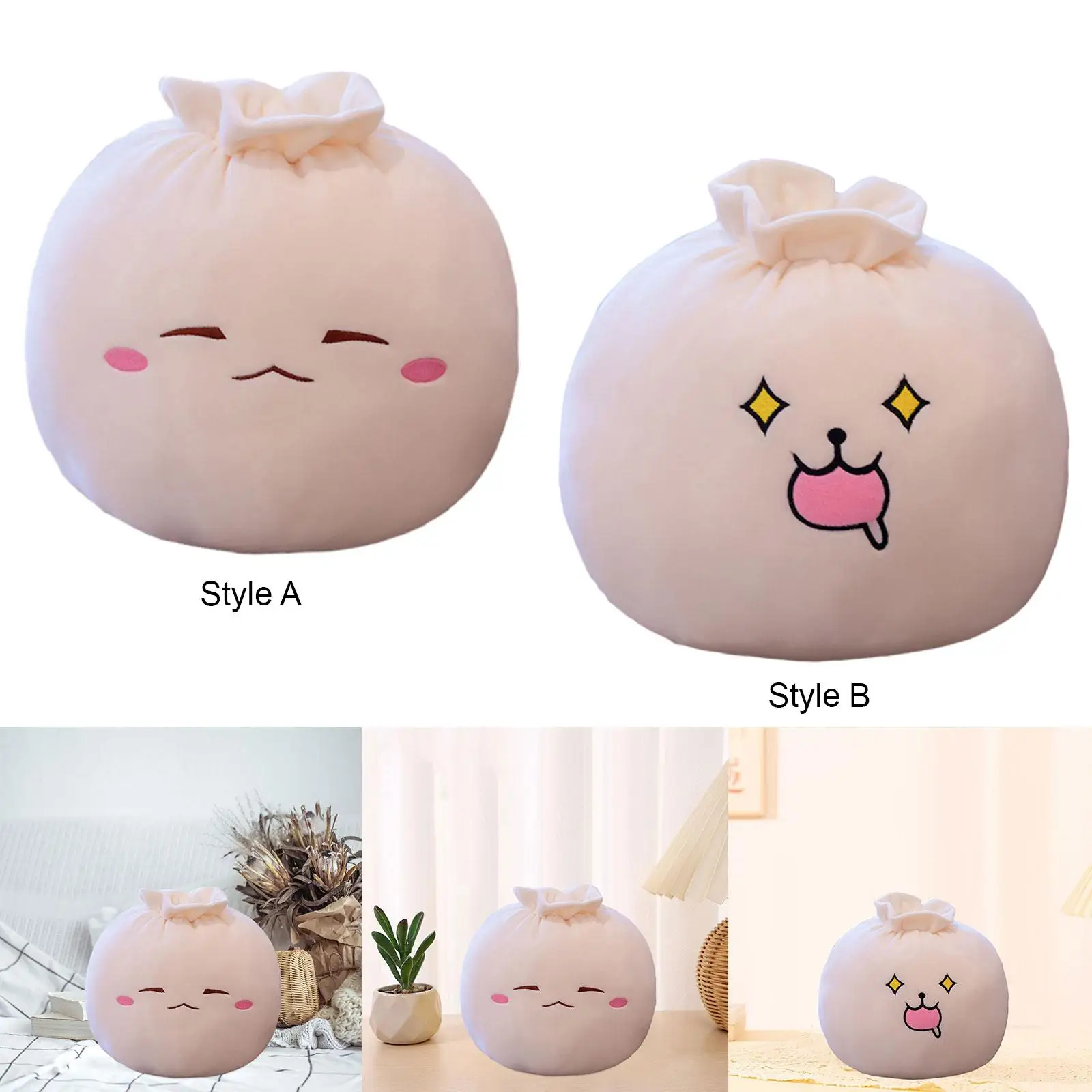Bao Bun Cuscino per schienale in peluche ripiene Cuscino per divano Cuscino multiuso in peluche per gnocchi per la decorazione dell'auto del soggiorno dell'ufficio domestico
