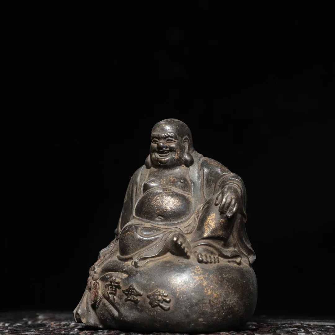 Old copper Qing Dyansty copper smily Buddha Statue, Free shipping