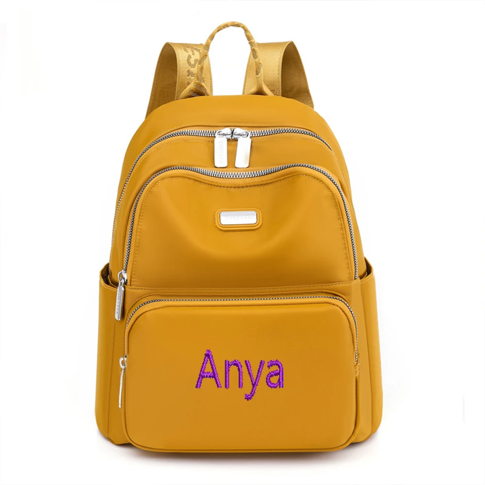 New Travel Bag Lightweight Waterproof Nylon Bag Leisure Women's Backpack Embroidered With Your Name Multi Grid Student Backpack