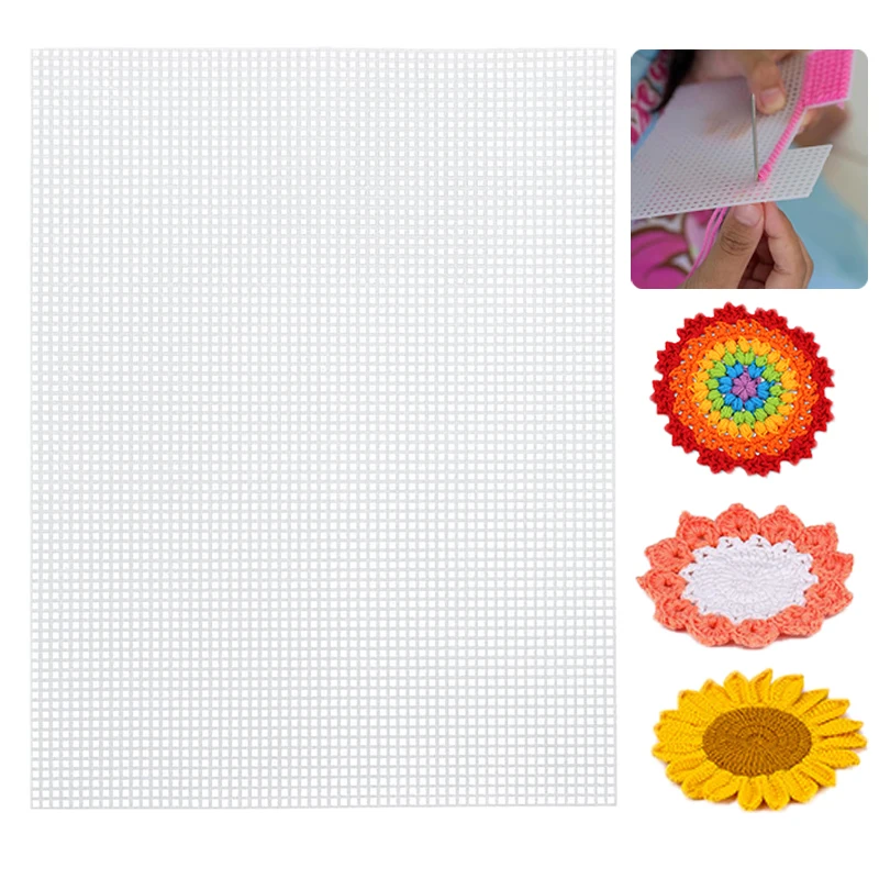 4 PCS Count Plastic Mesh Canvas Sheets For Embroidery Acrylic Yarn Crafting Knit Crochet Projects DIY Bag Accessories