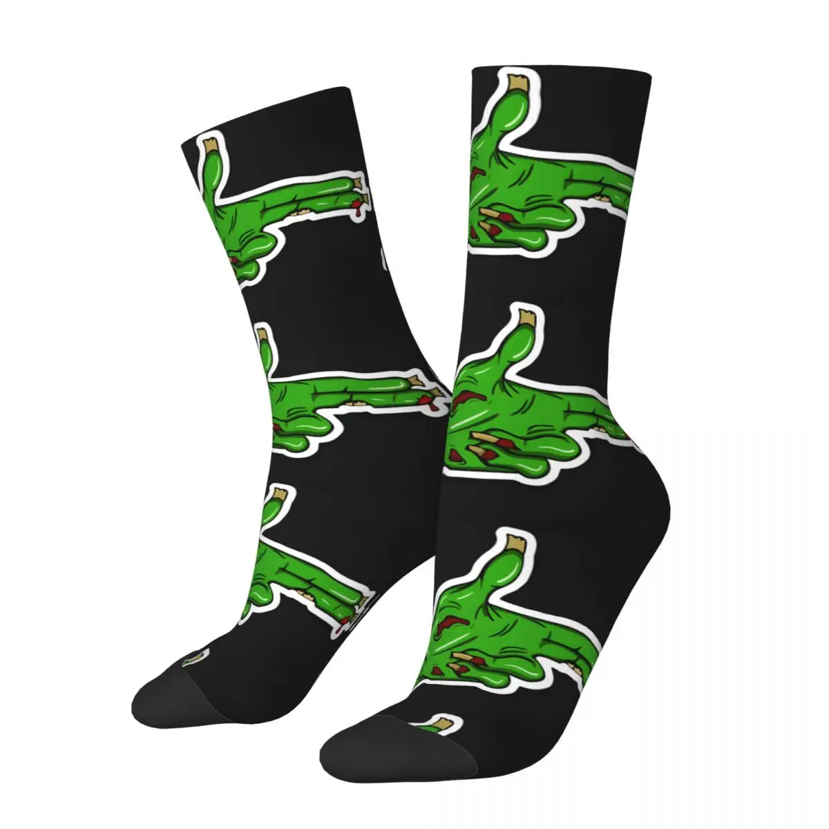 Green Broken Gun Shaped Zombie Hand Kawaii Socks Hiking Cartoon Pattern Socks