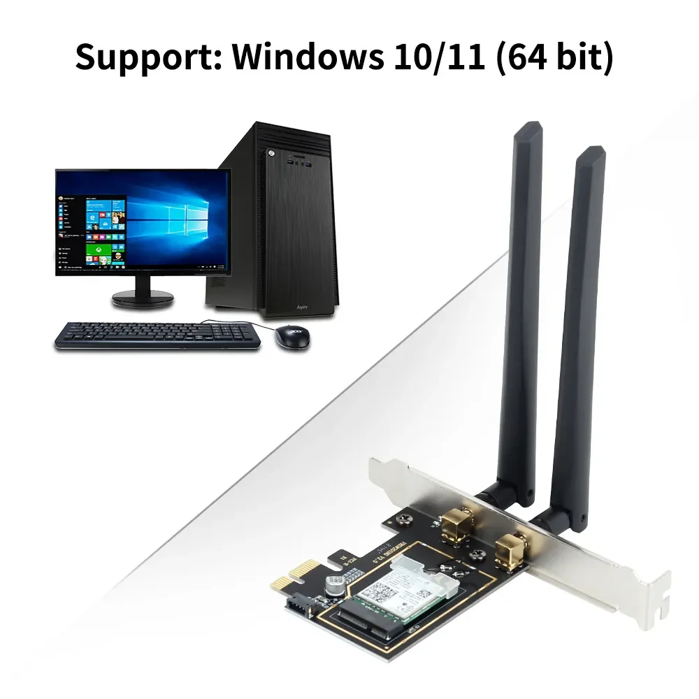 AliExpress-collectie Fenvi Pcie Draadloze Wifi Adapter 5374Mbps Wifi 6e Ax210ngw 2.4G/5G/6Ghz Voor Bluetooth 5.3 802.11ax Netwerk Wifi Kaart Pc Win10/11