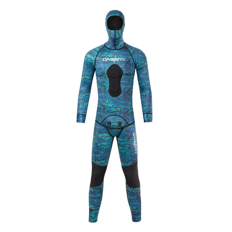 3mm Blue-green Algae Diving Suit Fishing and Hunting Diving Suit Split Body Camouflage Cold and Warm Protection Thickened