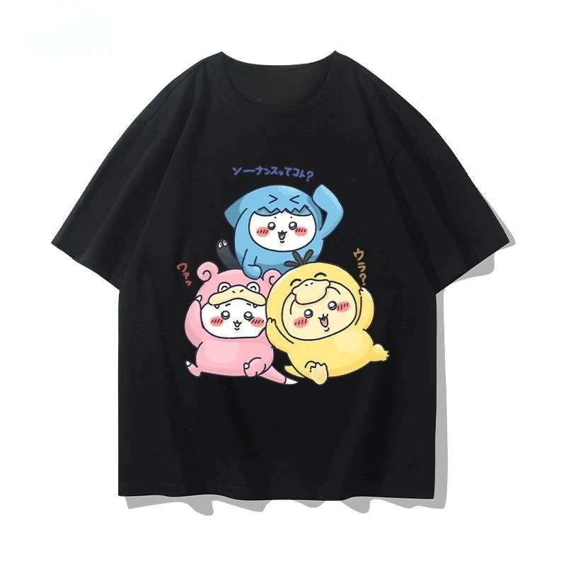 Chiikawa Cute Kawaii Anime Starry Tee Men's Women's Black Retro Cool Graphic Art Print Oversized Short Sleeve Streetwear Top