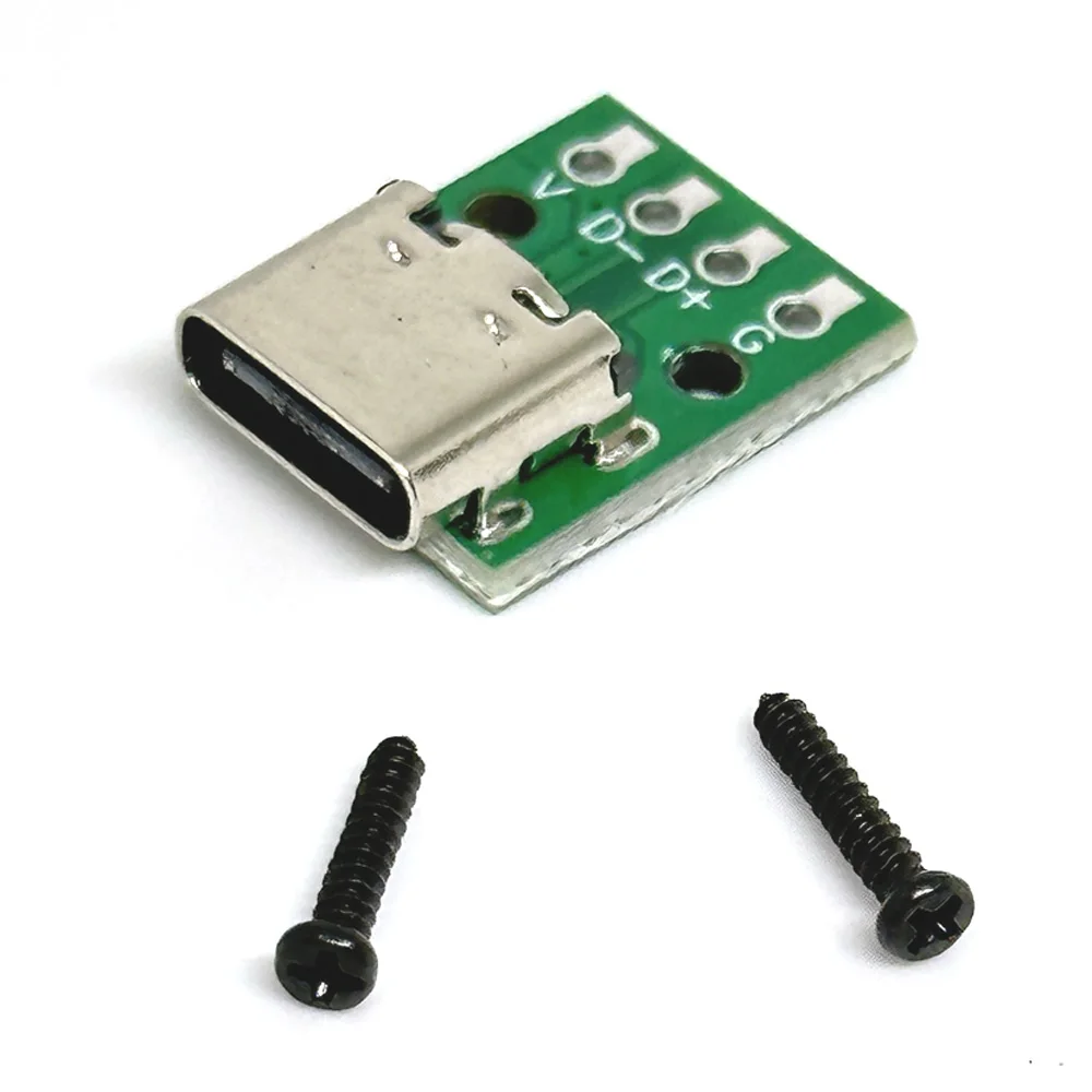 

TYPE-C Female Test Board USB 3.1 PCB Board 16P to 2.54mm DIP 4Pin Connector Socket High Current Power Adapter Module With screws