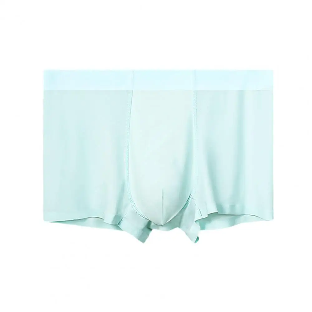 นักมวยชาย MID-RISE เอวยางยืดสีทึบนักมวยผ้าไหมน้ําแข็งผ้าสําหรับสวมใส่สบายฤดูร้อนกางเกงผู้ชายชุดชั้นในนักมวย