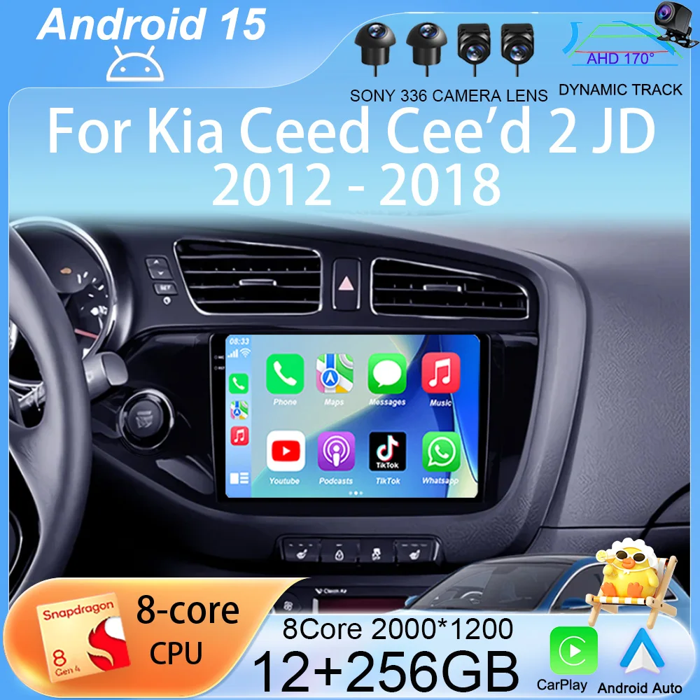 

Автомобильный радиоприемник Carplay Android 15 для Kia Ceed Cee'd 2 JD 2012-2018 гг. Навигация GPS Мультимиidia Видеоплеер Аудио головное устройство Wi-Fi