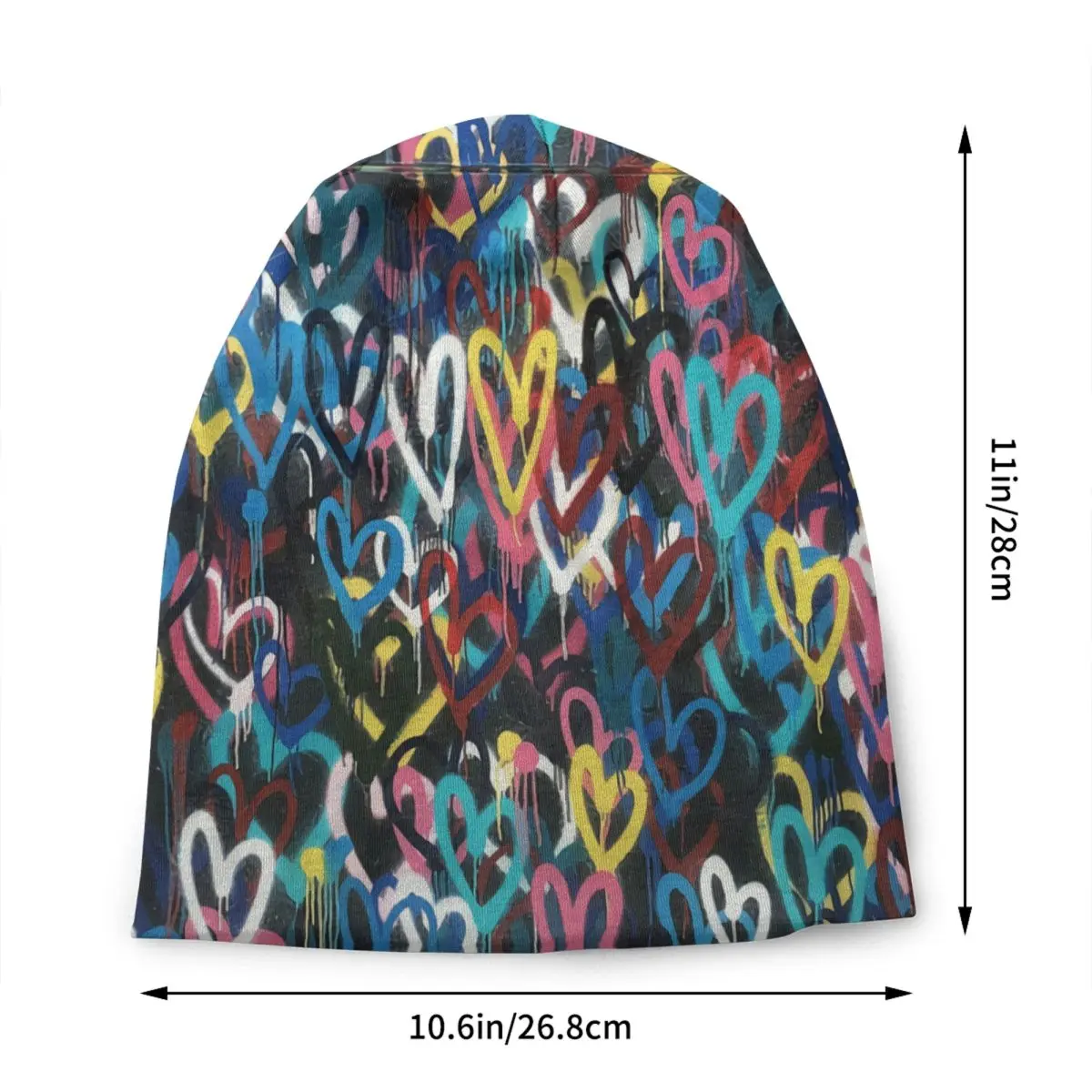 Heart Graffiti Bonnet Hat Knitting Hat Men Women Cool Unisex Adult Banksy Street Art Warm Winter Beanies Cap