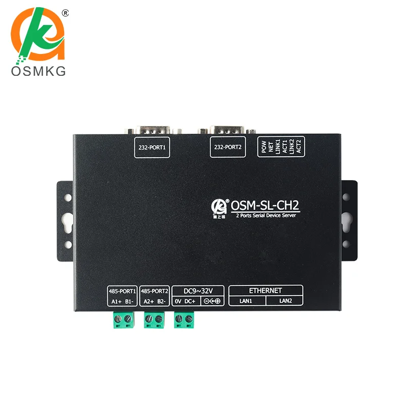 Oshangming 2 Channel RS485 RS232 To Ethernet Converter Server Support Modbus MQTT