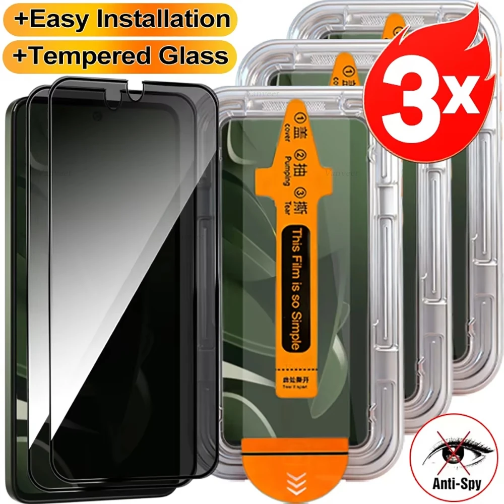 3 Stück Ein-Klick-Installation Anti-Spy Panzerglas für Xiaomi 15T/15T Pro Sichtschutzfolie Xiaomi Mi15T Pro Klarsichtfolie