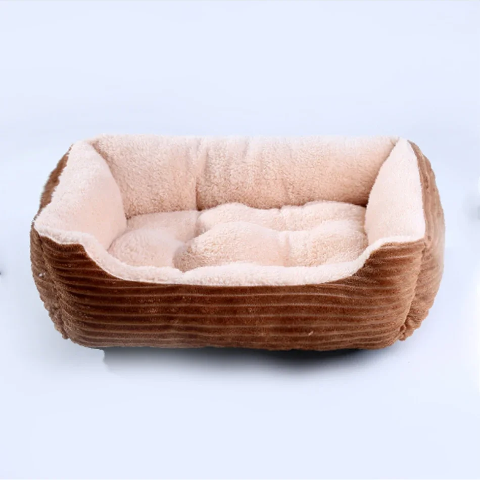 Bed for Dog Cat Puppy Pet Nest Square Soft Plush Kennel Sofa Small Medium Dogs Bed Cushion Warm Pad Washable House Pet Sleep Set