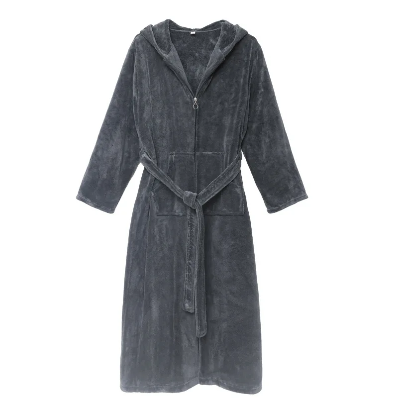 Winter Verdicken Flanell Lange Paare Robe Nachthemd Männer Und Frauen Mit Kapuze Bademantel Nachtwäsche Lose Warme Korallen Fleece Hause Kleidung