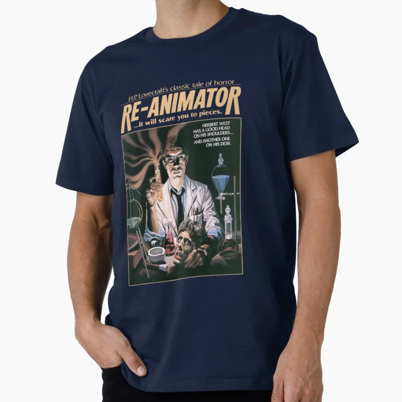 Re Animator 1985 Retro zombie horror movie Scary Halloween Gift T shirt for men Large size Tops printed clothes